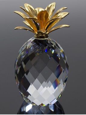 Swarovski Crystal Pineapple Figurine with Gold Top (Small)